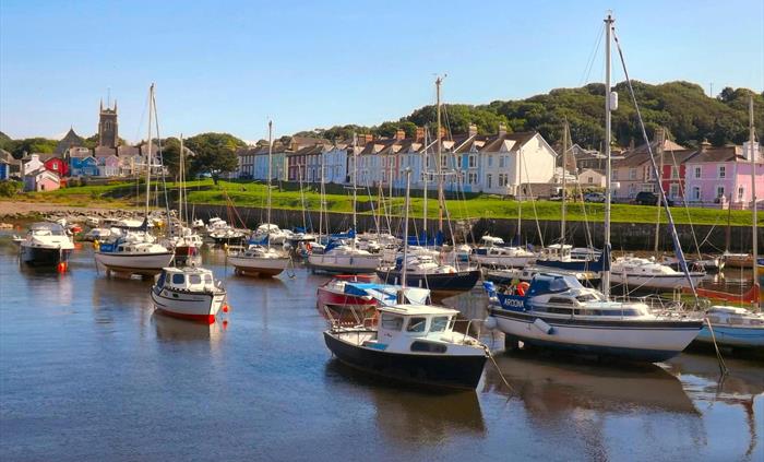 Aberaeron Harbour with boats